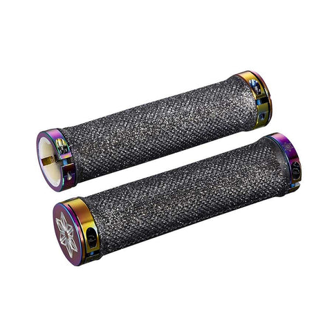 Supacaz, Diamond Kush, Grips, 135mm, Black/Oil Slick ringz, Pair